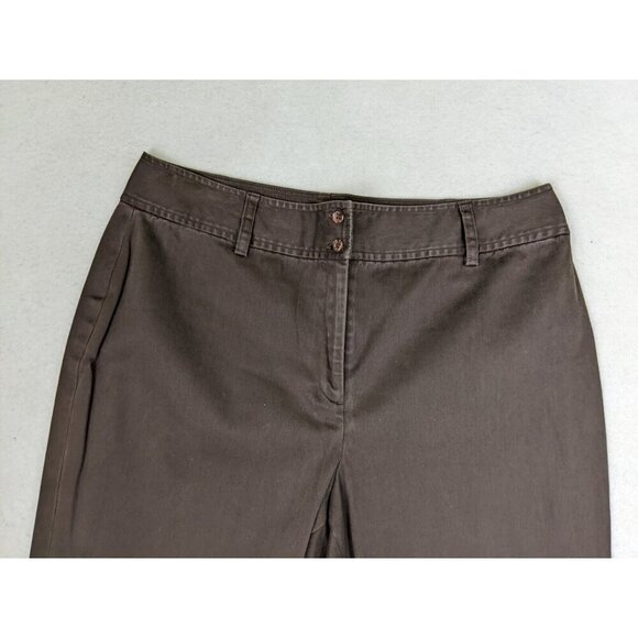 WORTHINGTON - WOMEN'S BROWN FLAT FRONT CROPPED CAPRI KHAKI CHINO PANTS - SIZE 12 - Picture 3 of 9